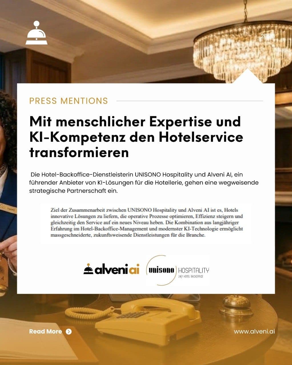 Pressemitteilung: Mit menschlicher Expertise und KI-Kompetenz den Hotelservice transformieren — UNISONO Hospitality & Alveni AI, 2025